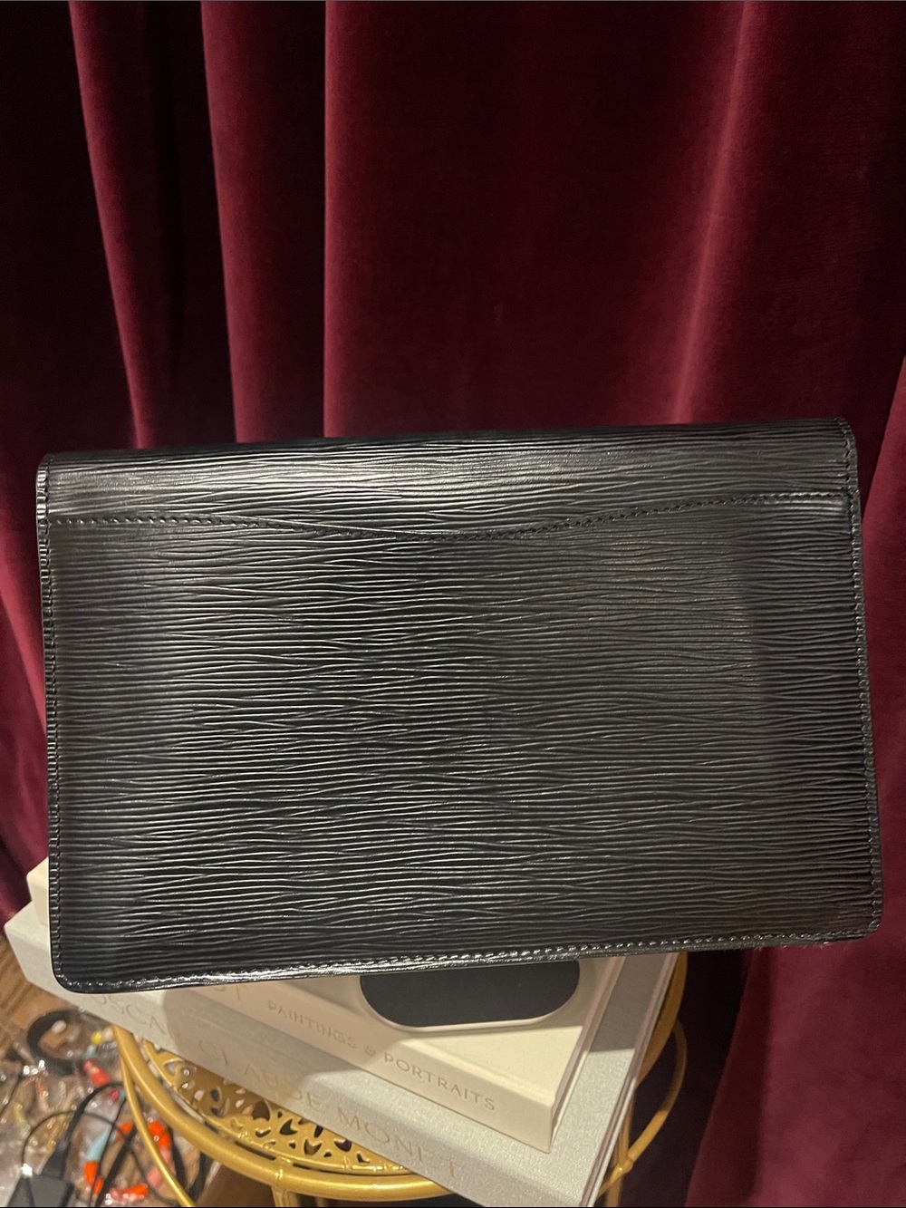Louis Vuitton Black Epi Leather Envelope Clutch with Gold Logo - Picture 3 of 6